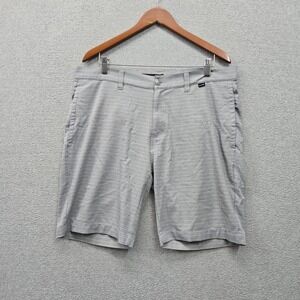 Travis‎ Mathew Men Shorts 36 Gray Striped Chino Casual 8" Inseam Logo Stretch
